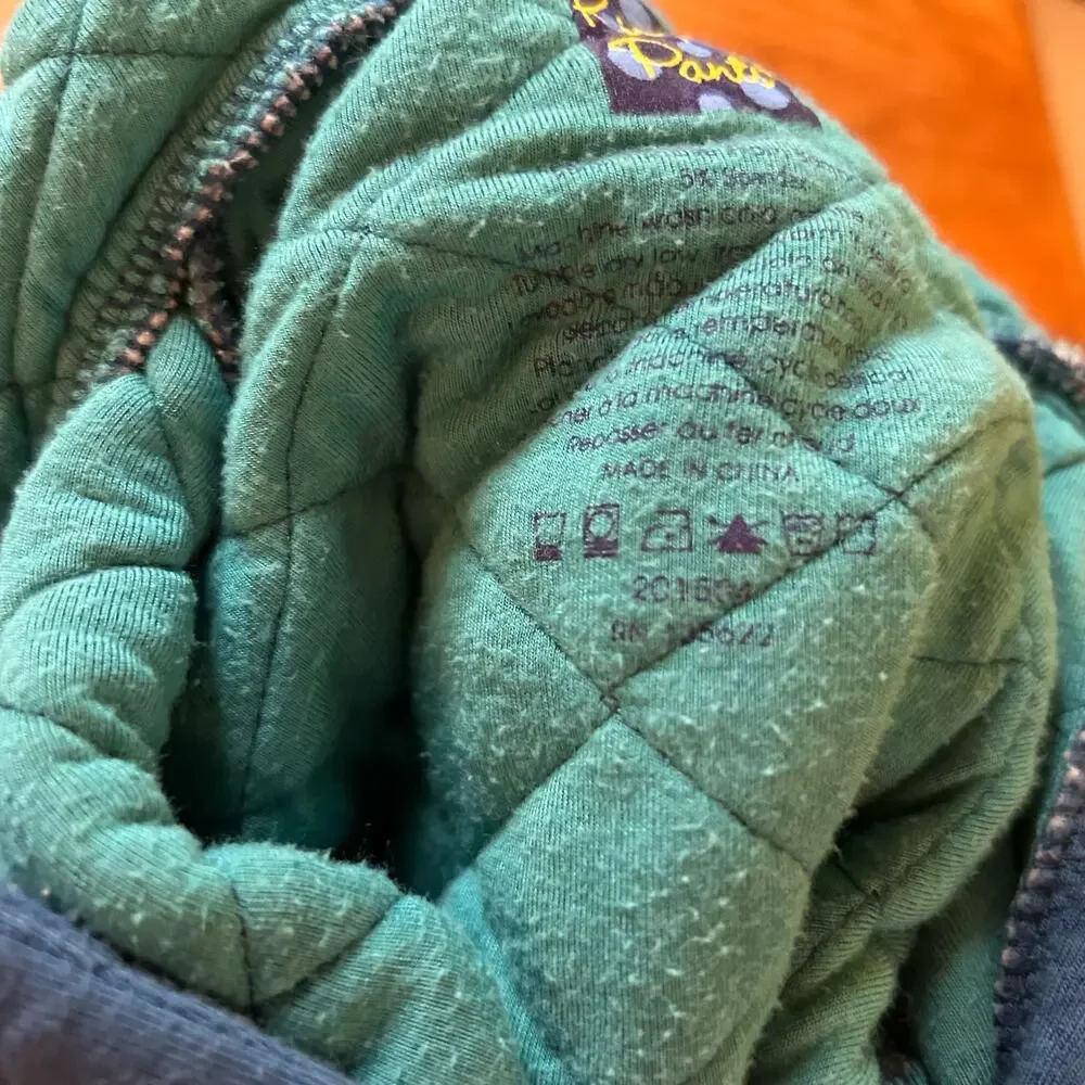 Kickee Pants Blue Quilted Hoodie Coverall Infant Size 3-6 Months Bamboo Bunting